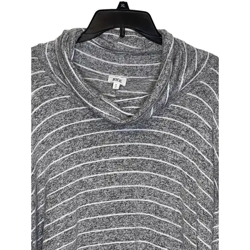 BKE  Women's Sweater Top Slouchy Striped Cowlneck Long Sleeve Stretch Gray Medium