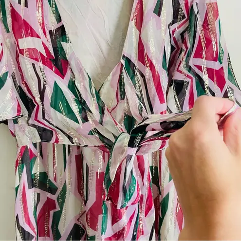 Ba&sh Beryl Rose Silk Faux Wrap Midi Dress size L (10) as seen on Kelly Ripa