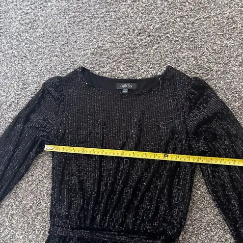 Women's Black Sequin Long Sleeve cocktail, formal, party knee length Dress Sz.S