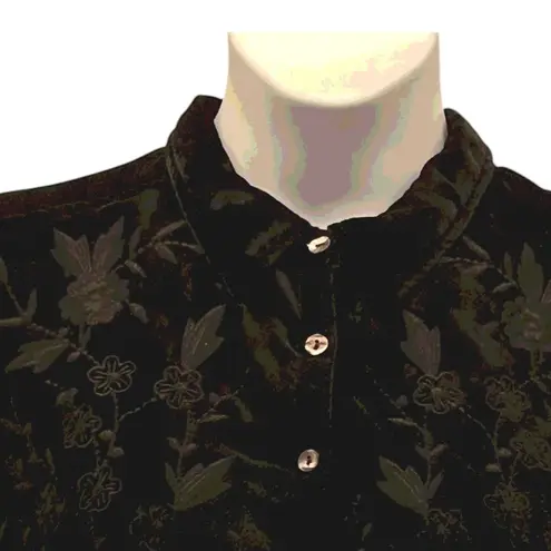 April Cornell Velvet Button Up Shirt Medium Black