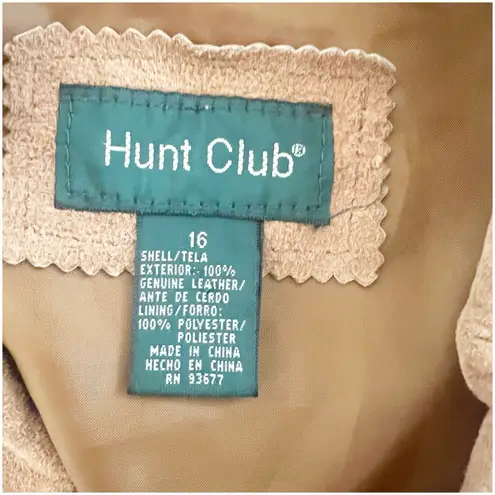 Hunt Club Vintage Women’s Suede 100% Leather Vest Tan Front Pockets Size 16 Zip