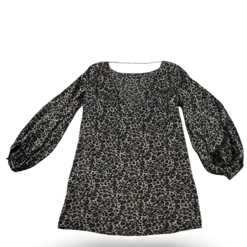 Equipment ZIPPORAH BLACK GRAY ANIMAL PRINT SILK DRESS XS