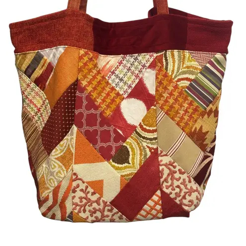 Patchwork Tote Bag Unique Colorful Shoulder Bag Purse Women's Red