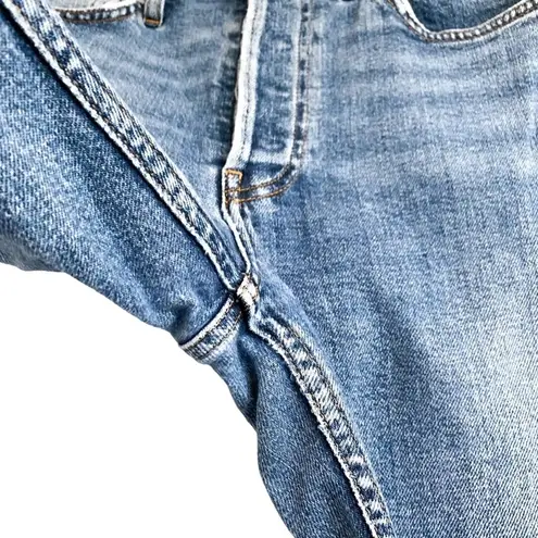 RE/DONE 90s High-Rise Ankle Crop Distressed Denim Jeans in Dusk Destroy 27