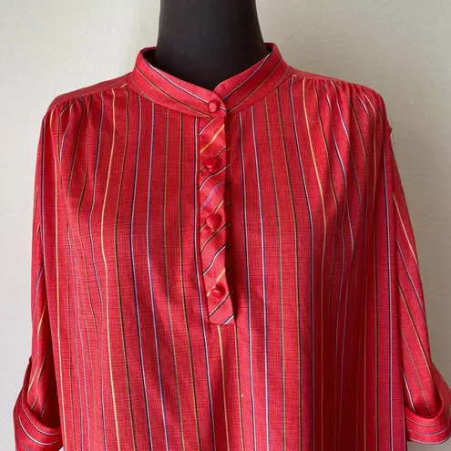 Tiger Lily sz L VINTAGE stripped 70s polyester blouse Red Size L