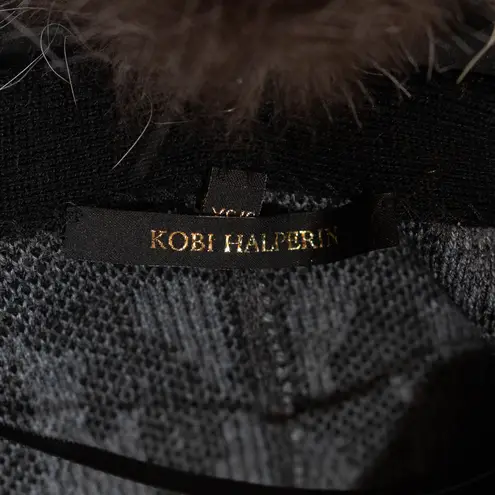 Kobi Halperin Colene Wool Blend Genuine Silver Fox Fur Trim Sleeveless Sweater