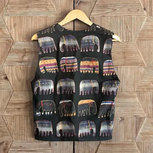 Vintage Soho Compagnie Grey Elephant Embroidered Vest Size S/M Gray Size M