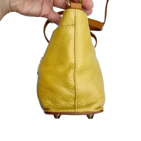 Valentina Yellow Genuine Pebbled Leather Crossbody Or Shoulder Bucket Bag Purse