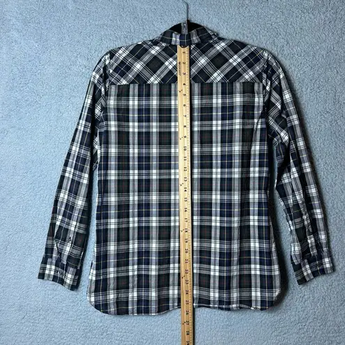 J.Crew Shirt Womens 4 Multicolor Long Sleeve Button Up Plaid Slim Fit Shirt Black