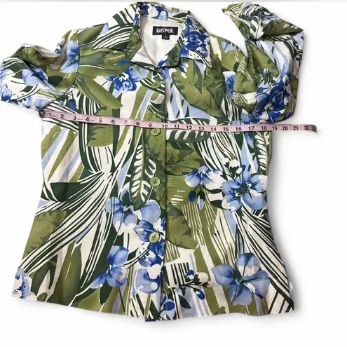 Kasper  Linen‎ Blend Tropical Print Blazer