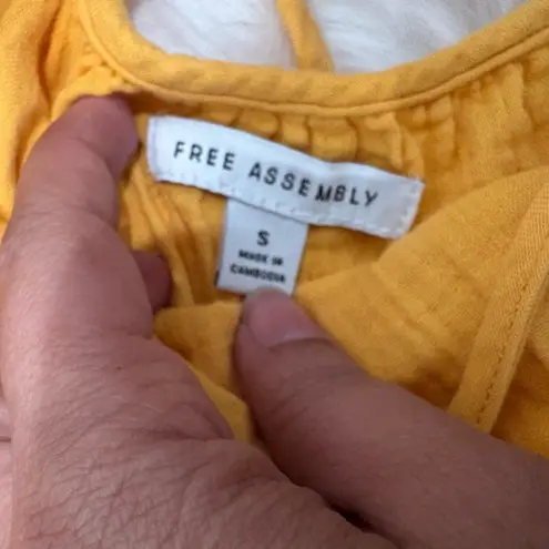 Free Assembly Mustard Yellow Sleeveless Tiered Midi Dress Size S