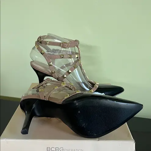 BCBGeneration Adobe Rockstud Studded Heels Black Size 9