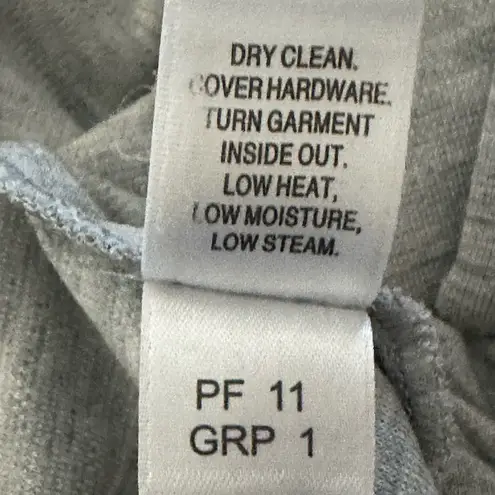 St. John Gray Cardigan Button Up Sz M Sequin Hooded Jacket Embellished Trim