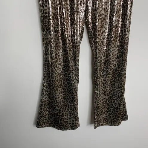 Manoush Pantalon Gala Panther Sequin Pull On Pants Womens US 10 New Brown