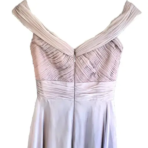 Mac Duggal Off The Shoulder Ruched A Line Gown - Pearl Grey