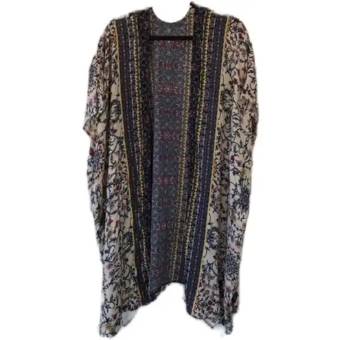 Gypsy Love Floral Geometric Size Medium Duster Kimono White