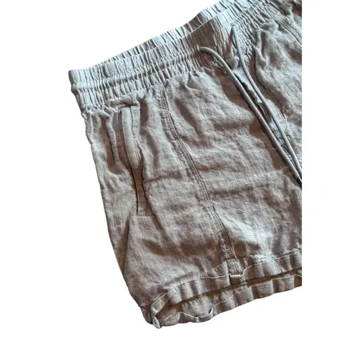 Athleta  Linen Blend Drawstring Waist Shorts Gray Size Medium Ruffle Hem - Image 3