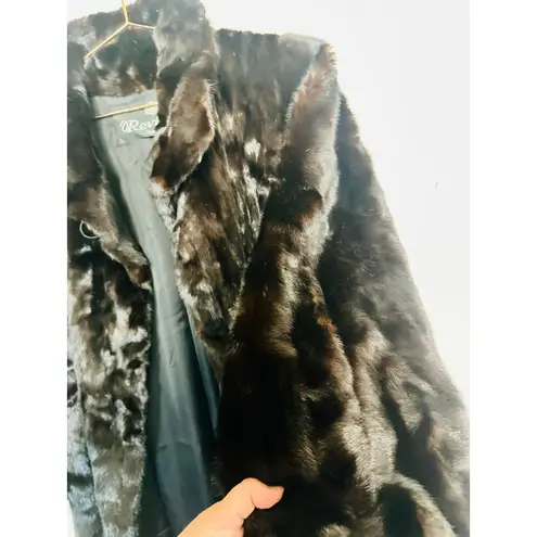 Revillon Paris Brown Black Vintage 70s Genuine Mink Fur Full Length Coat Size L