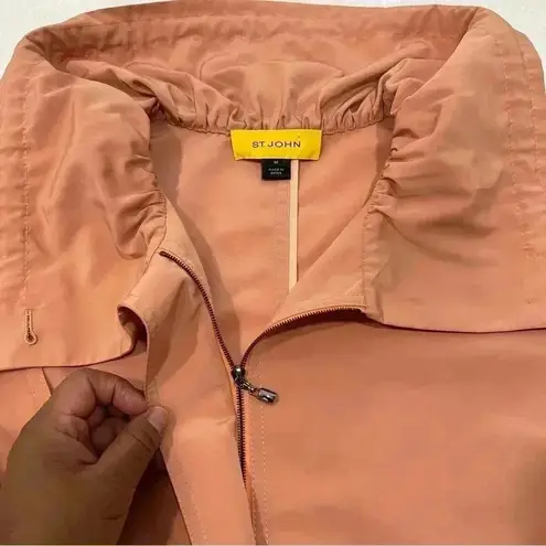 St. John Cowl Neck Zip Front Jacket Lightweight Coral Rose Women's Medium