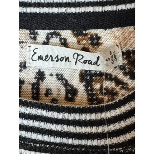 Emerson Road Pajama Set Women Small Brown Fuzzy Luxe Leopard Loungewear NWT Black