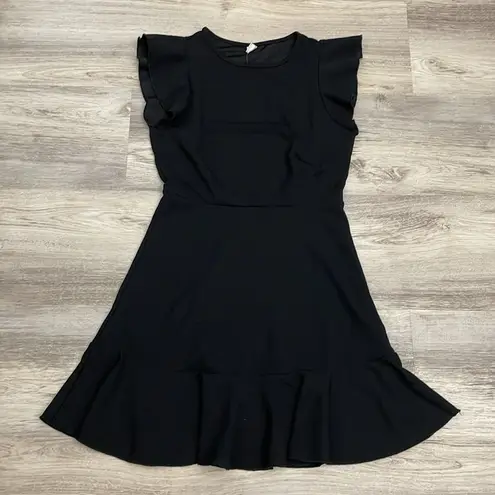 Floerns NWT Black Short Flutter Sleeve Above the Knee Pullover Dress Size Small
