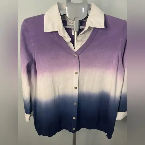 Alfred Dunner ® Lavender Fields Ombre Pullover Cardigan Two In One PXL