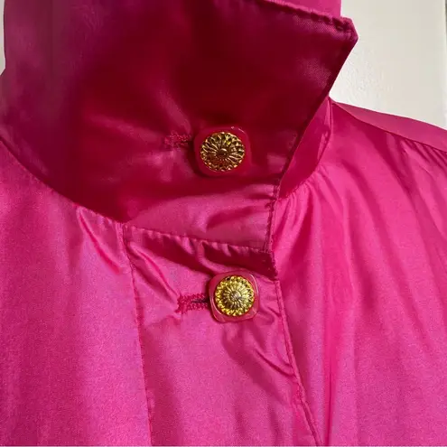 Vintage 80s J. Gallery Bright Pink Long Coat Jacket Raincoat Women’s Size 5/6
