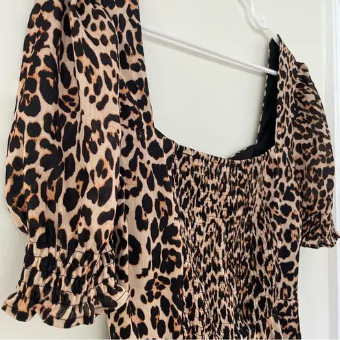 Nsr NWT Animal Leopard Print Puff Sleeve Dress Size S