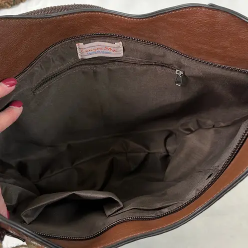 Canyon Sky Southwestern Style handbag faux leather with turquoise & silver studs Brown