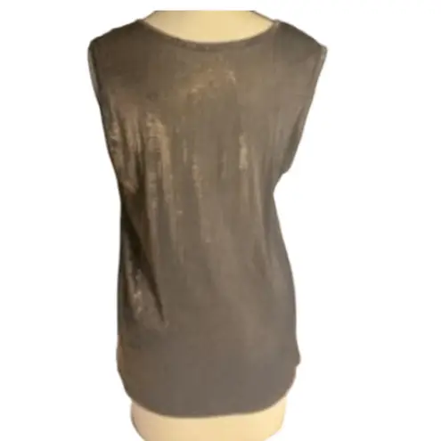 Black Metallic Mesh Tank Top Y2K Clubwear Sparkle Sleeveless M Size M