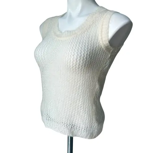 Hugo Boss Open Knit Ecru Vest Tank Angora/Mohair Honeycomb, Sz S