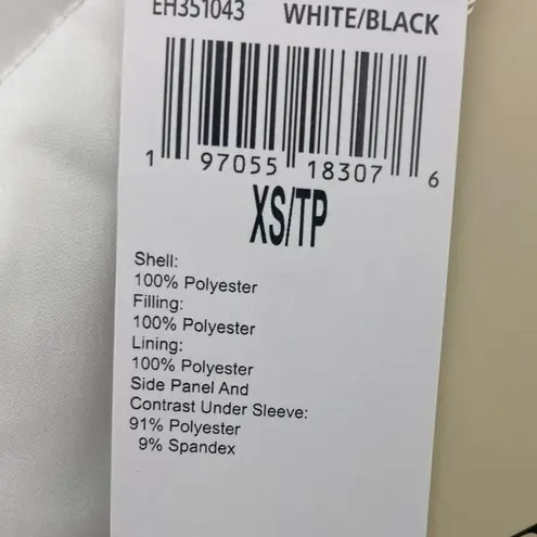 Elie Tahari White Quilted Puffer Jacket M Hooded Zip Front