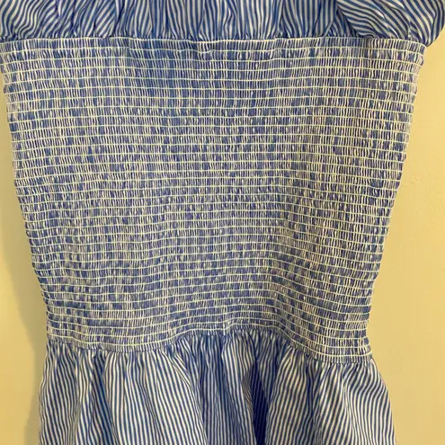 Nordstrom Chealsea28 Ruffled Smocked Blue & White Stripe Top 