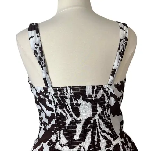 Ashley Stewart Dress Surplice Top Fit Flare Cotton Brown White Women’s Size 18