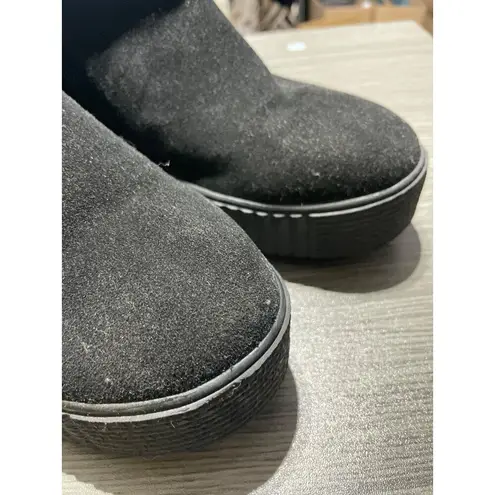 Saimilor Black Suede Platform Ankle Boots With Side Zipper & Ribbed Soles 11