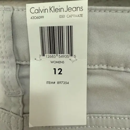 Calvin Klein Jeans Midrise Skinny Sateen Soft Pants Light Gray Captivate Size 12