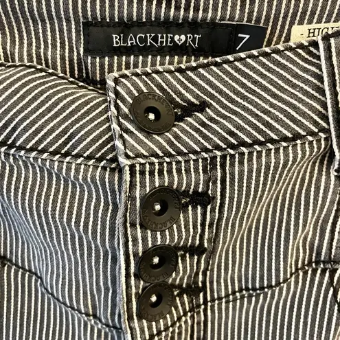 Blackheart Black White Stripe High Rise Short