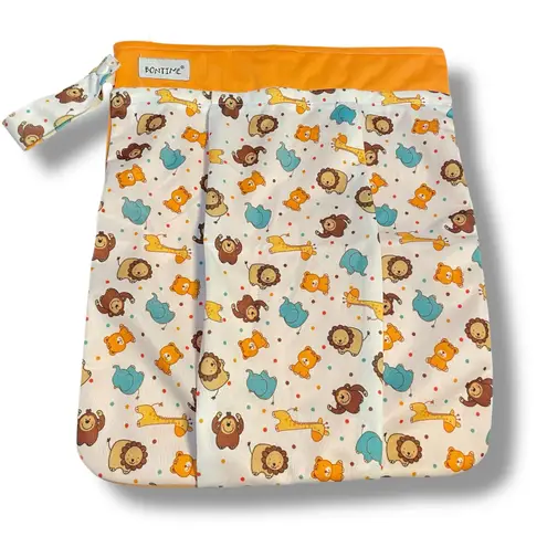 Bontime Wet Bag Diapers Laundry Swim Suit Pouch Stroller Double Zip Expandable Orange