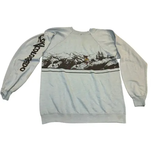 SKI THE SUMMIT COLORADO Vintage 80s Lightweight Sweatshirt, Size Medium P2P 21” Blue