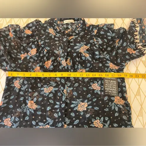 Ulla Johnson NWT Antoine Floral 100% Silk Sheer Ruffle Neck Tie Blouse Size 2