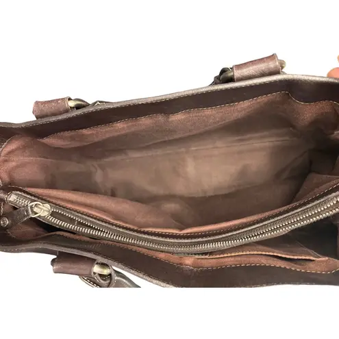 CELINE CE00/33 Brown Leather Boogie Satchel Bag Made in Italy Top Handle Purse