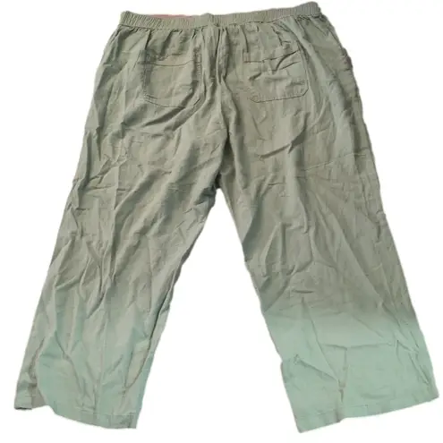 Evans Sage Viscose Linen Blend Trouser Pants Size 24 Green