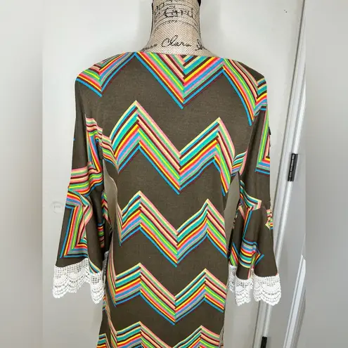 Judith March NTM: Retro Style Chevron Print Shift Style Knee Length Dress Sz M