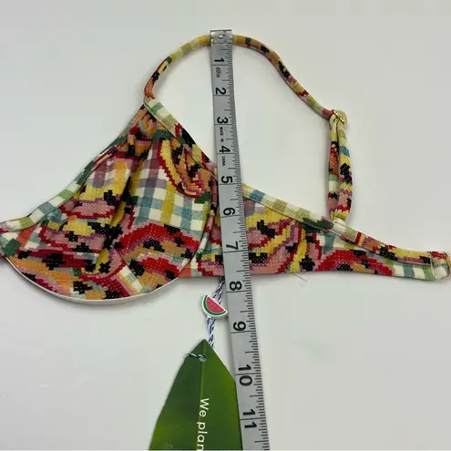 Farm Rio Banana Vichy Swim Bikini Top Womens Size XS Summer Vacation NEW