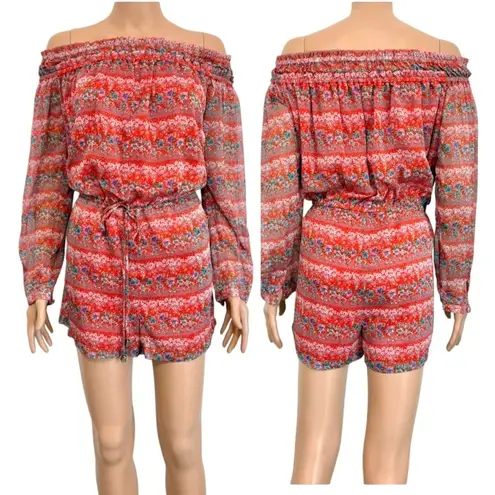 barney's new york small floral Plisse off the shoulder romper SH 2606