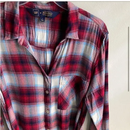 Pendleton GAP + Plaid Shirt Dress with Belt Large Patriotic Long Sleeve