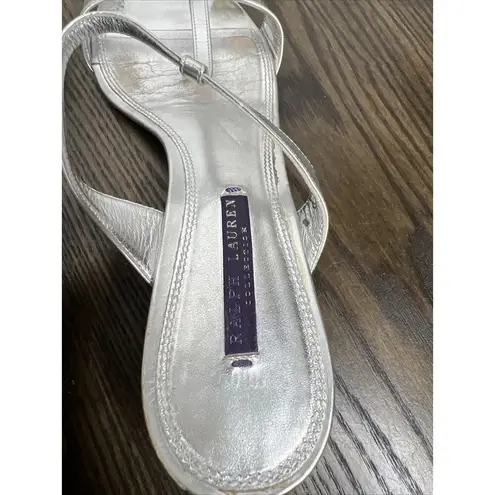 Ralph Lauren Collection Purple Label Silver Open For Sandals Kitten Heel Size 10