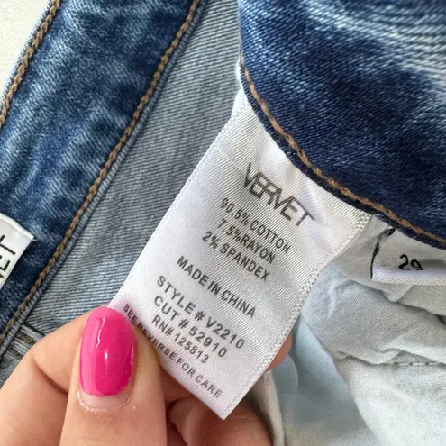 Vervet  Jeans Womens‎ 29 Blue Hampton High Rise Crop Straight Distressed Raw Hem