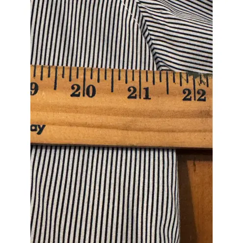 LASOLAS Pinstripe Button Up Shirt Rhinestone Cat Embellished Pockets L Black Size L