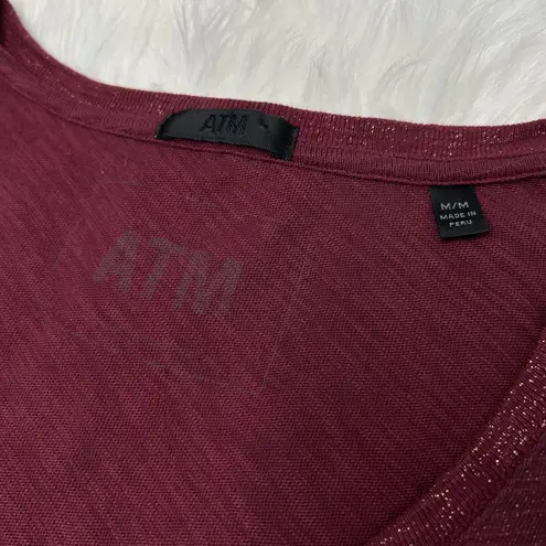 ATM Tee Womens Size Medium Metallic Basics Casual Glam Grunge Autumn Fall Chic